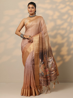 LIBAS Printed Daily Wear Georgette Saree(Brown)