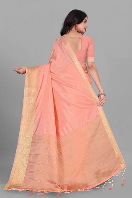 Aarunika fashion Woven Bollywood Pure Silk Saree(Orange)