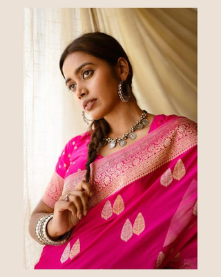 ROOP LAVANYA Woven, Self Design Kanjivaram Jacquard, Art Silk Saree(Pink)