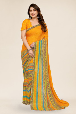 Moda Rapido Floral Print Daily Wear Georgette Saree(Yellow)