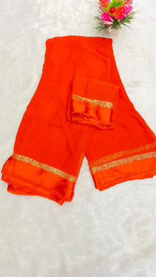 HfLifeStyle Solid/Plain Bollywood Viscose Rayon Saree(Orange)