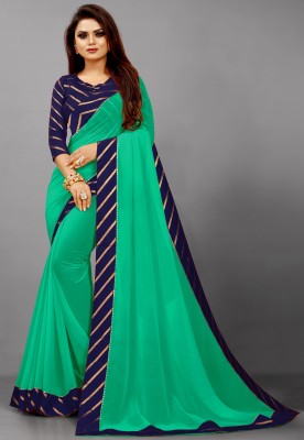 Rashiklal & Co. Solid/Plain Bollywood Georgette Saree(Blue)