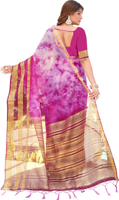Aarunika IC Solid/Plain Bollywood Organza Saree(Pink)