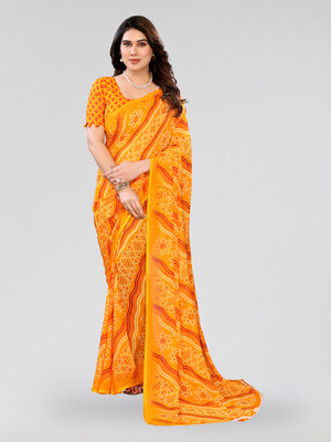 Moda Rapido Printed Daily Wear Georgette Saree(Yellow)