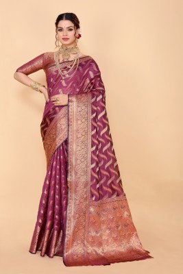 LAVYANSH CREATION Self Design Banarasi Art Silk Saree(Purple)