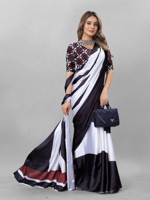 INITHI Digital Print Bollywood Crepe Saree(Multicolor)