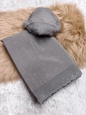 Aaradhya Enterprise Self Design Banarasi Pure Silk, Art Silk Saree(Grey)