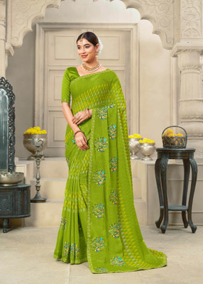 Laxmipati sarees Embroidered Bollywood Chiffon Saree(Green)