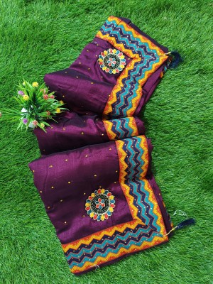 Solariss collection Embroidered Bollywood Chiffon Saree(Purple)