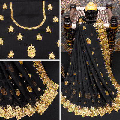 KHRITI FAB Georgette Embroidered Blouse Material