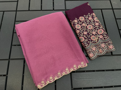 saanvi Embroidered Bollywood Georgette Saree(Pink)