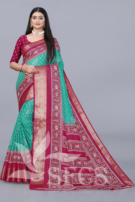 Chandan Fabrics Printed Kanjivaram Chanderi Saree(Light Green)