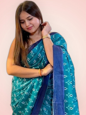baratheon Self Design Bollywood Cotton Blend Saree(Blue)
