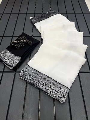 Aquiliq Solid/Plain Bhagalpuri Georgette Saree(Black)