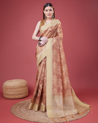 OPA GROUP Digital Print Banarasi Silk Blend Saree(Maroon)