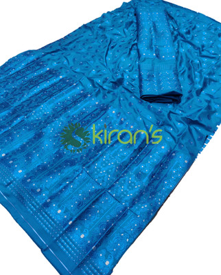 Skiran's Printed Mekhela Chador Polyester Saree(Blue)