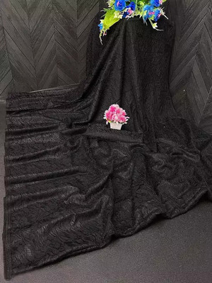 Vragi Woven Bollywood Net Saree(Black)
