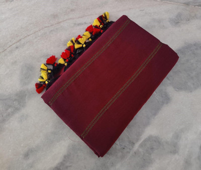 SAYAN CREATION Self Design Handloom Pure Cotton Saree(Maroon)