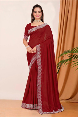 RadhikaFashion Embellished Bollywood Georgette Saree(Red)