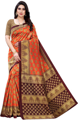 YASHIKA Printed Bhagalpuri Art Silk Saree(Orange)