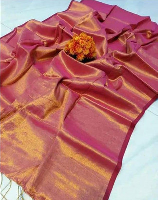 BiswasTextiles Self Design Tant Pure Cotton Saree(Pink)