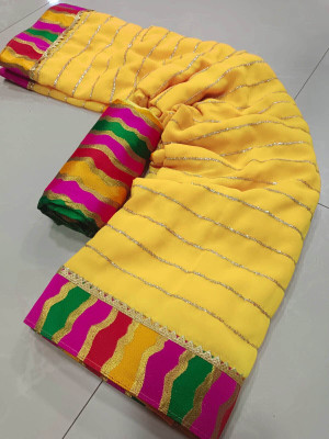Sareez House Self Design Bollywood Georgette Saree(Yellow)