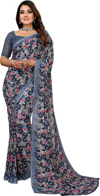Moda Rapido Geometric Print Daily Wear Georgette Saree(Grey)