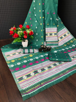 Rizanx Woven Assam Silk Cotton Blend Saree(Multicolor)