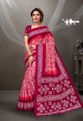 RAGISHA ENTERPRISE Digital Print Daily Wear Cotton Linen Saree(Red)