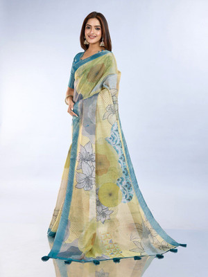Laxmi Fashion Printed, Floral Print Assam Silk Jacquard, Cotton Silk Saree(Multicolor)