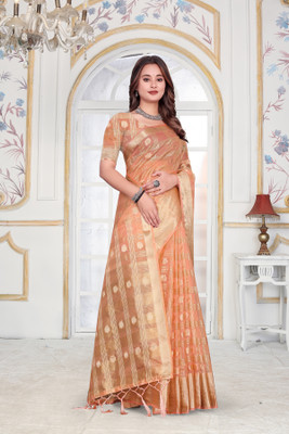 Aarunika SBT Woven Bollywood Organza Saree(Cream)