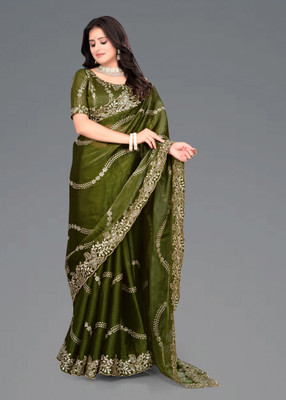 AVIRAT DESIGNER STUDIO Embroidered Bollywood Georgette Saree(Green)