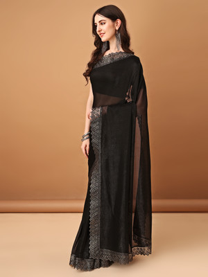 tikli Embellished Bollywood Lycra Blend Saree(Black)