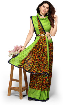 ANIRAV Printed, Digital Print Bollywood Georgette Saree(Light Green)