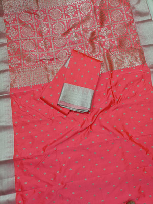 Arzoo kala textile Temple Border, Woven Sambalpuri Silk Blend Saree(Pink)