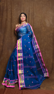 Anmol Textile Woven Patola Pure Cotton Saree(Blue)