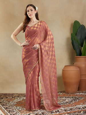 HouseOfCommon Embellished Bollywood Chiffon Saree(Orange)