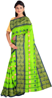 HARE KRISHNA ENTERPRISE Solid/Plain Handloom Pure Cotton Saree(Light Green)