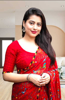 HouseOfCommon Self Design Bollywood Georgette Saree(Red)