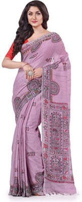 Desh Bidesh Printed Handloom Handloom Pure Cotton Saree(Purple)