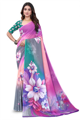 Yashvisaree Digital Print Bollywood Georgette Saree(Multicolor)