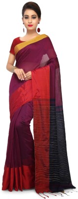 BENGAL HANDLOOM Woven Handloom Cotton Silk Saree(Purple)