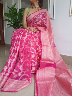 Munmun pradhan Self Design Bollywood Silk Blend Saree(Multicolor)