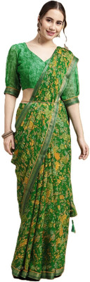 SainiVastra Digital Print Daily Wear Chiffon Saree(Green)