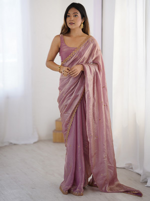 Sareemall Embellished Bollywood Tissue Saree(Purple)