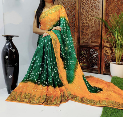DHARMRAJ ENTERPRISE Woven Bandhani Art Silk Saree(Multicolor)