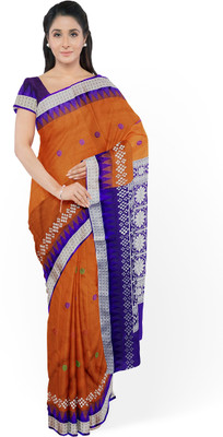 Satrangi Silk Creation Woven Sambalpuri Silk Blend Saree(Orange)