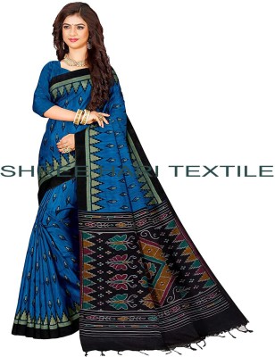 Shree Hari Printed Sambalpuri Cotton Blend Saree(Blue)