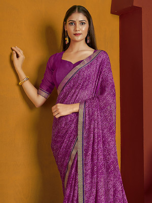 Anouk Rustic Printed Bollywood Chiffon Saree(Purple)