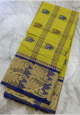 Anita Woven Tant Pure Cotton Saree(Yellow)